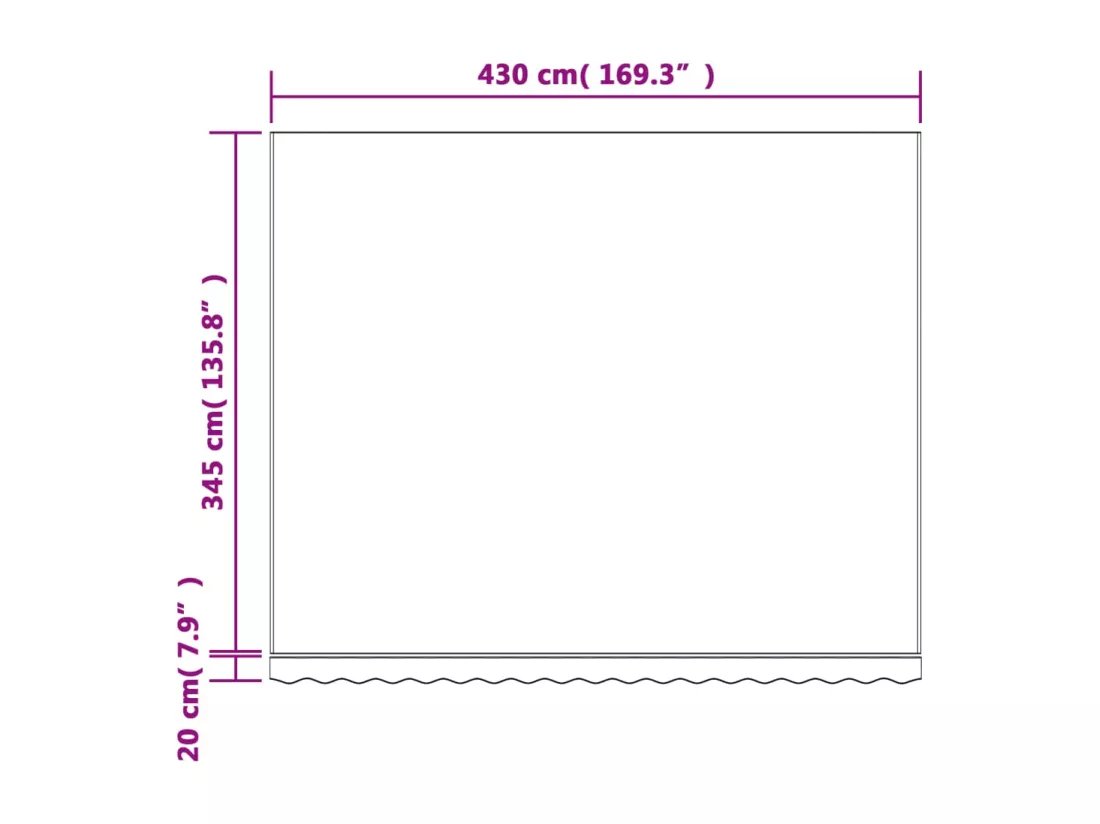 Tissu de remplacement pour auvent rayures multicolores 4,5x3,5m