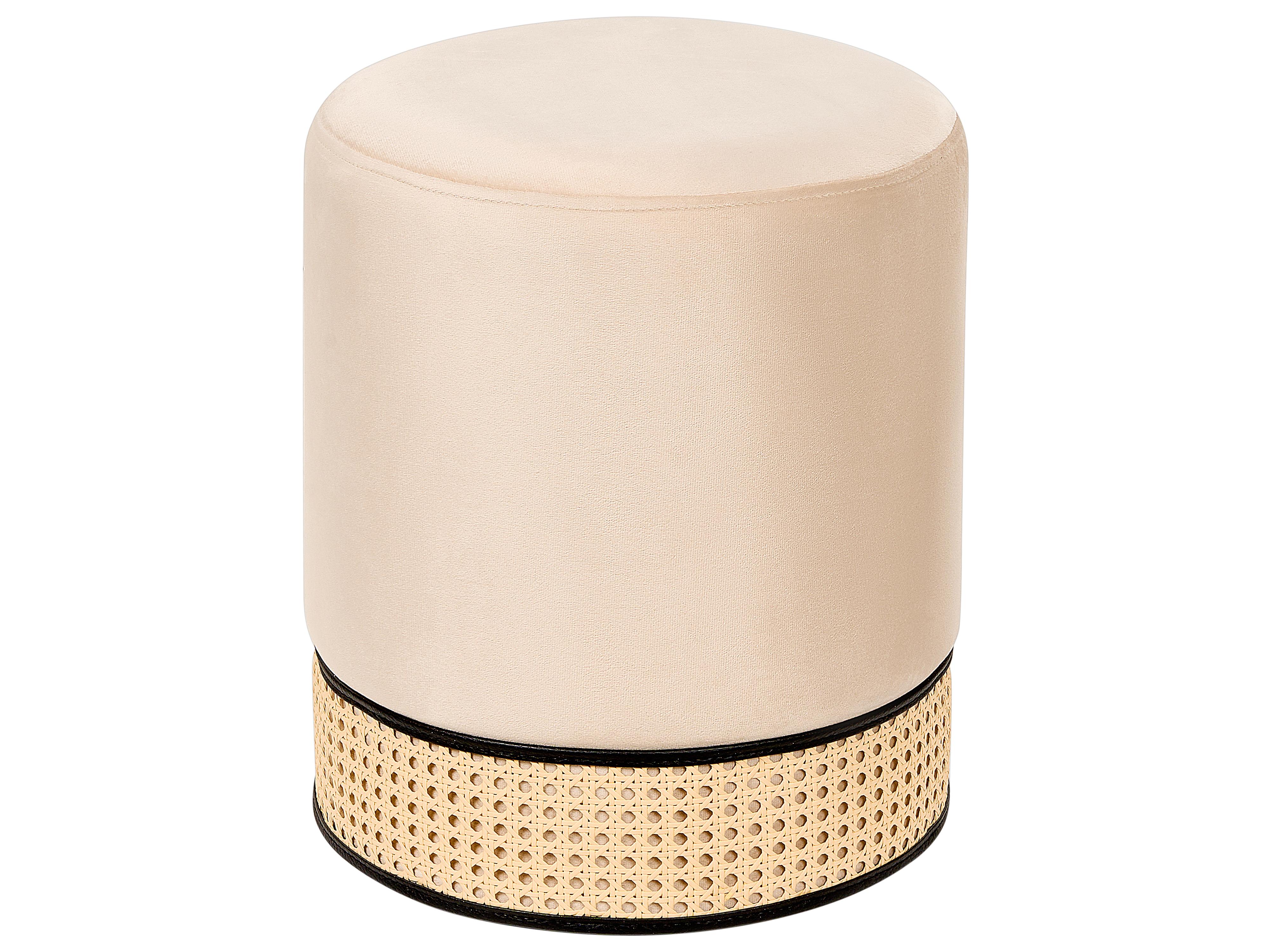 Poef YANKTON Fluweel Lichtbeige