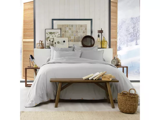HEDDA - Housse de Couette 240x220cm Flanelle de Coton Coloris Brume