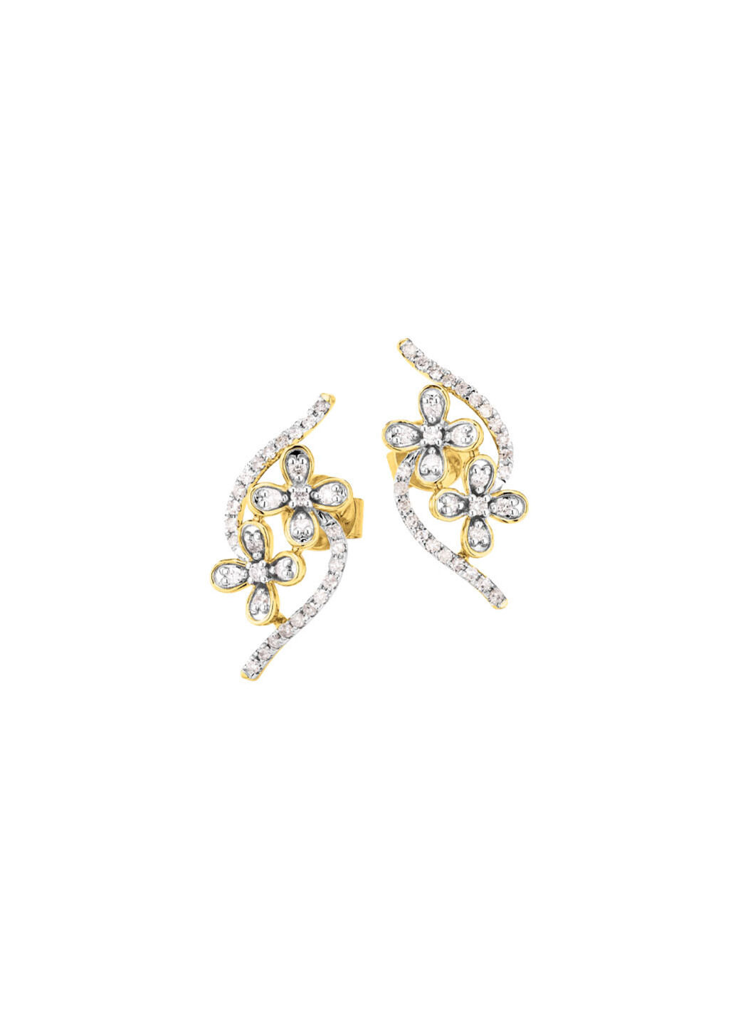 Ohrstecker im Blumen-Design, 20 Brillanten, 44 Diamanten