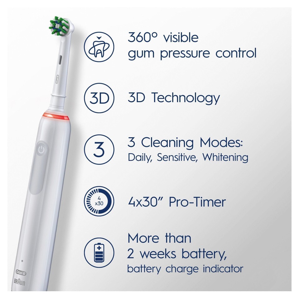 Oral-B - Pro 3 3000 Hvid Elektrisk Tandbørste
