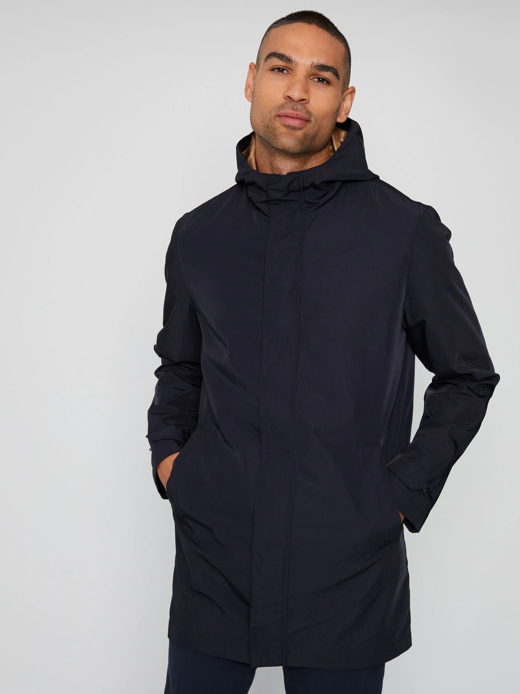 Donkerblauw - Threadbare Showerproof Zip Up Hooded Waterproof Raincoat
