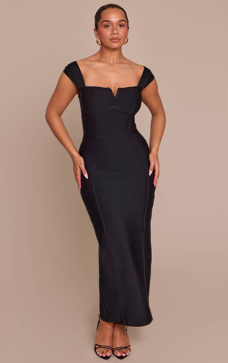 Noir Robe Moulante Bandage Mi-longue