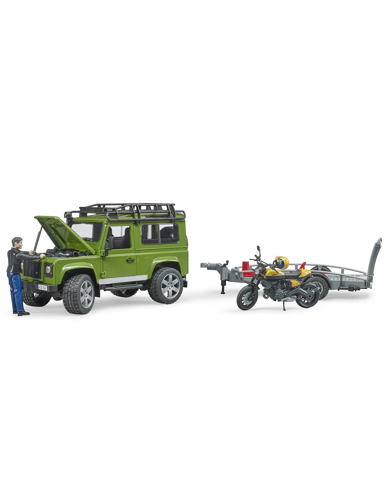 Bruder 02589 Land Rover Defender mit Anhänger