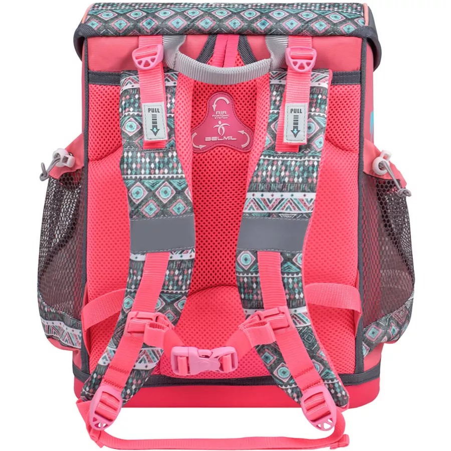 Belmil Schulranzen Mini Fit Schulranzen Set 4-teilig mit Brustgurt Horse Aruba Blue