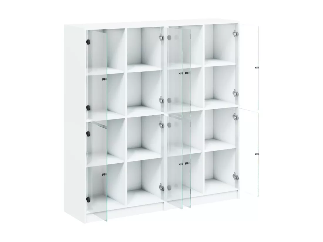 Bibliothèque avec portes blanc 136x37x142 cm bois d'ingénierie
