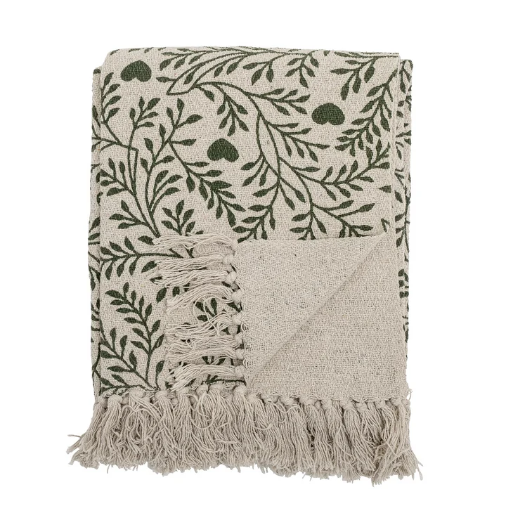 Bloomingville - Maribelle Decke, 130 x 160 cm, grün / beige