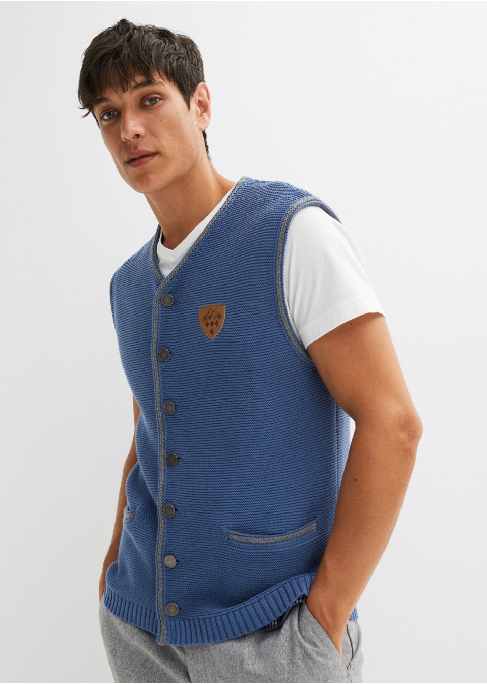 Gilet sans manches en maille style bavarois