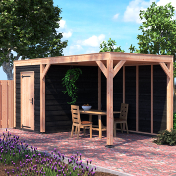 Tuinhuis Douglas Zwart Zweeds Rabat 545x255cm a-symmetrisch
