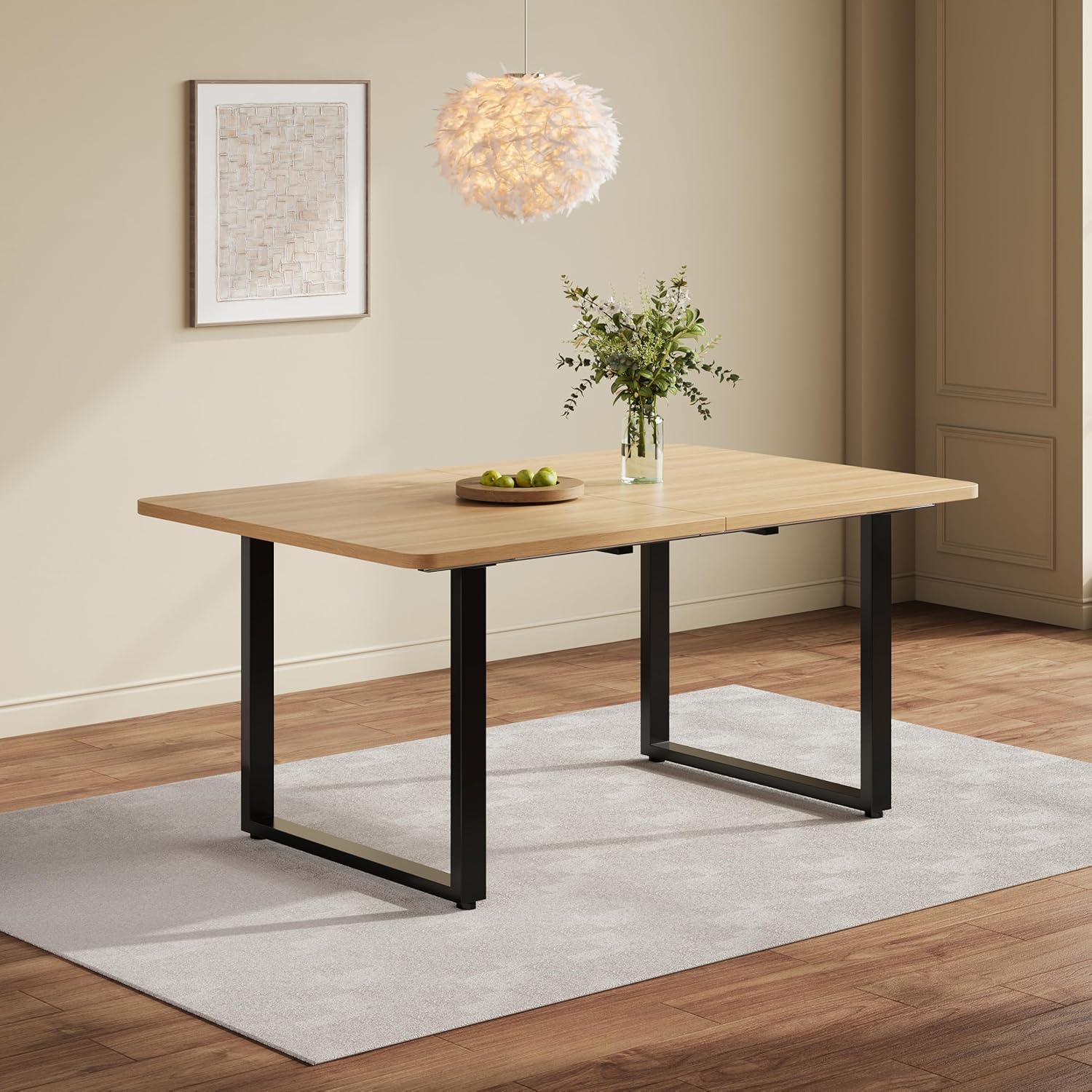 Merax Ausziehbarer Esstisch 140/180/220×80 cm, rechteckiger Tisch für 6–10 Personen, Metallbeine, 3-stufig verlängerbar, stabil, modernes Esszimmer- und Küchendesign, Holzfarbe