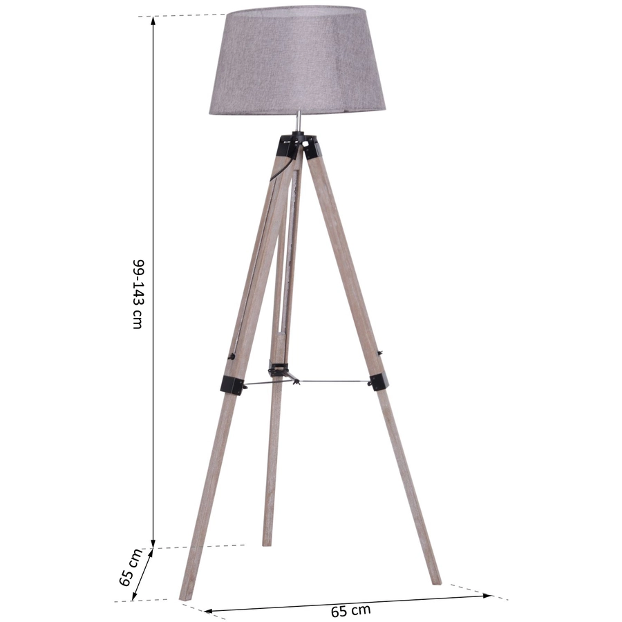 HOMCOM Tripod-Stehleuchte natur, grau