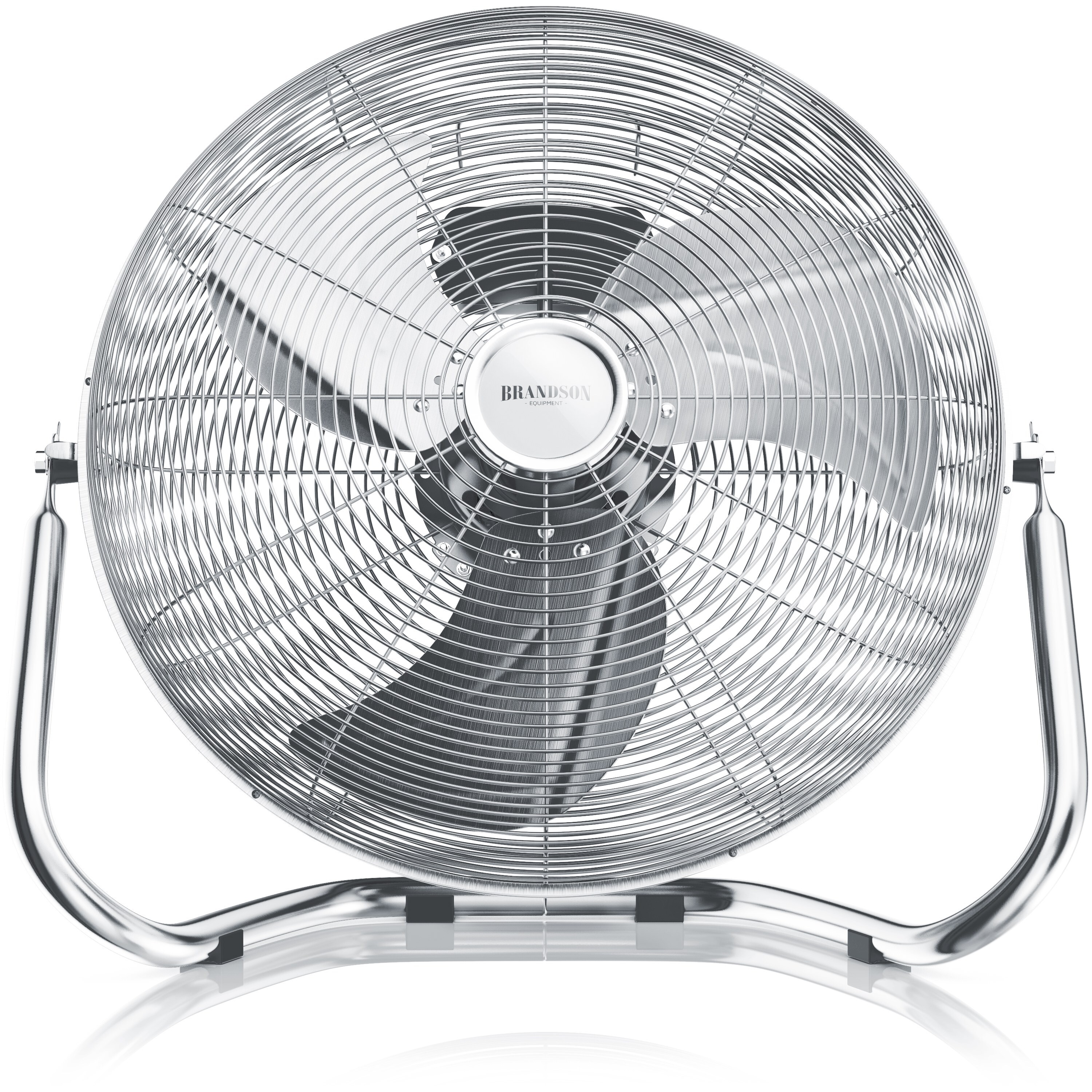 Brandson Windmaschine 53,5cm Ø, Ventilator Retro 160W neigbar, Bodenventilator, hoher Luftdurchsatz, silber