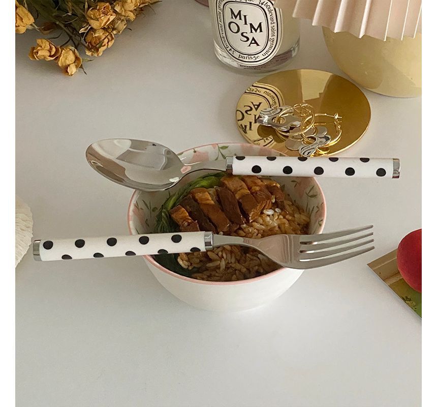 Hashi - Polka Dot roestvrijstalen mes / vork / lepel