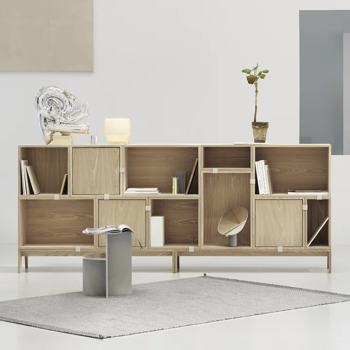 Muuto - Stacked System Regalmodul mit Rückwand, large / Eiche