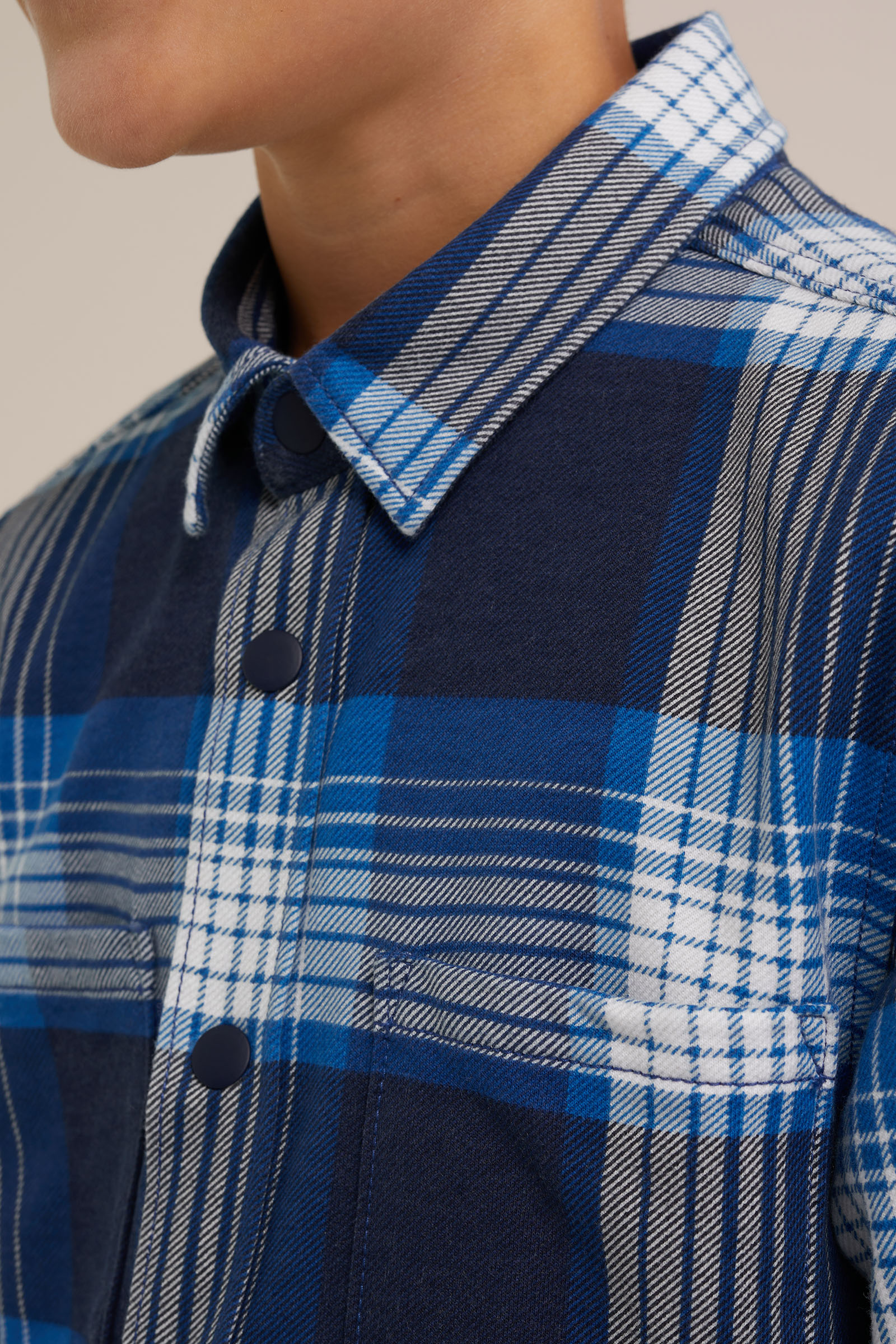Jongens geprint katoenen overhemd met stretch WE Fashion Donkerblauw