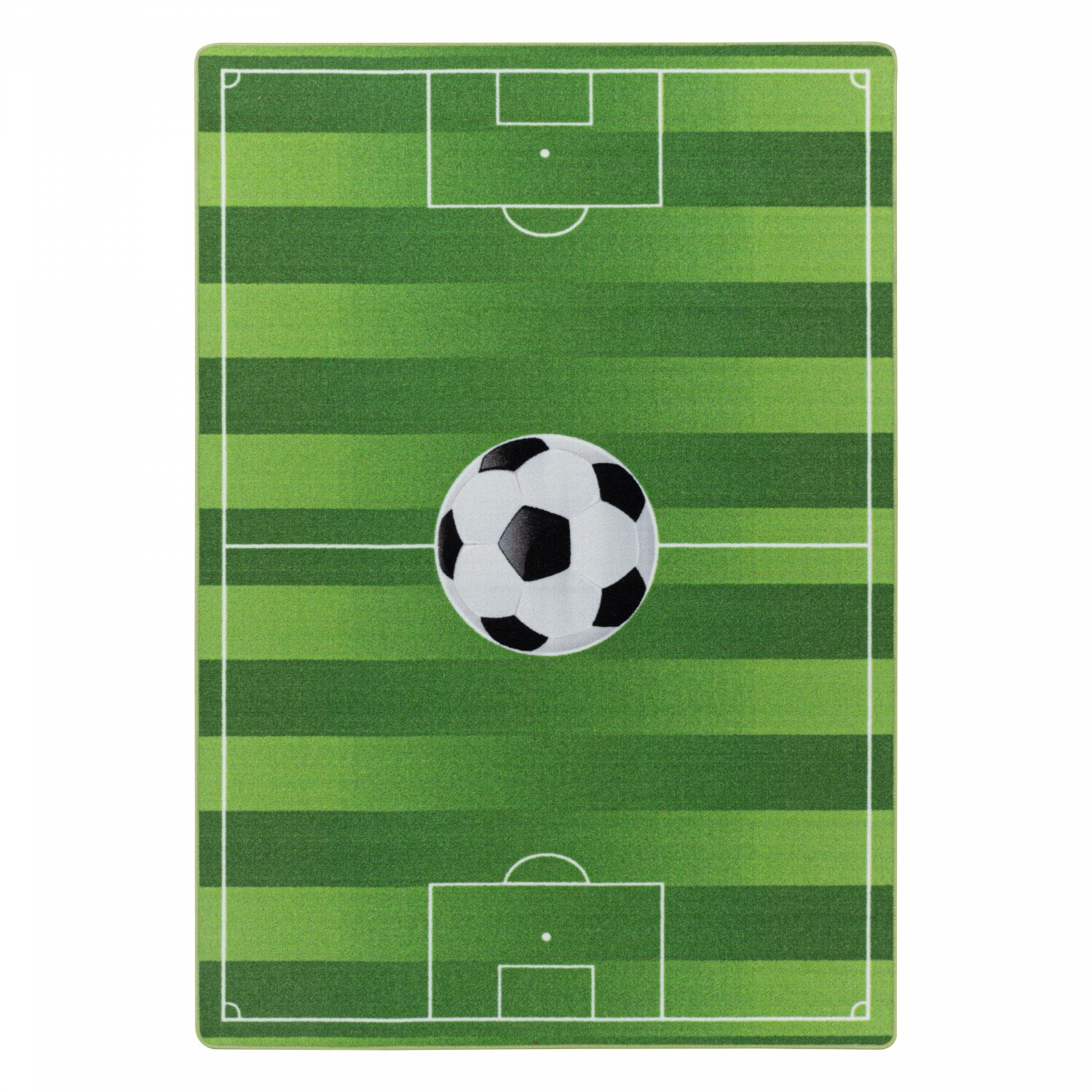 Kinderteppich Fußball, Fußballfeld mit Flaggen Motiv, Höhe 9 mm Ökotex Standard