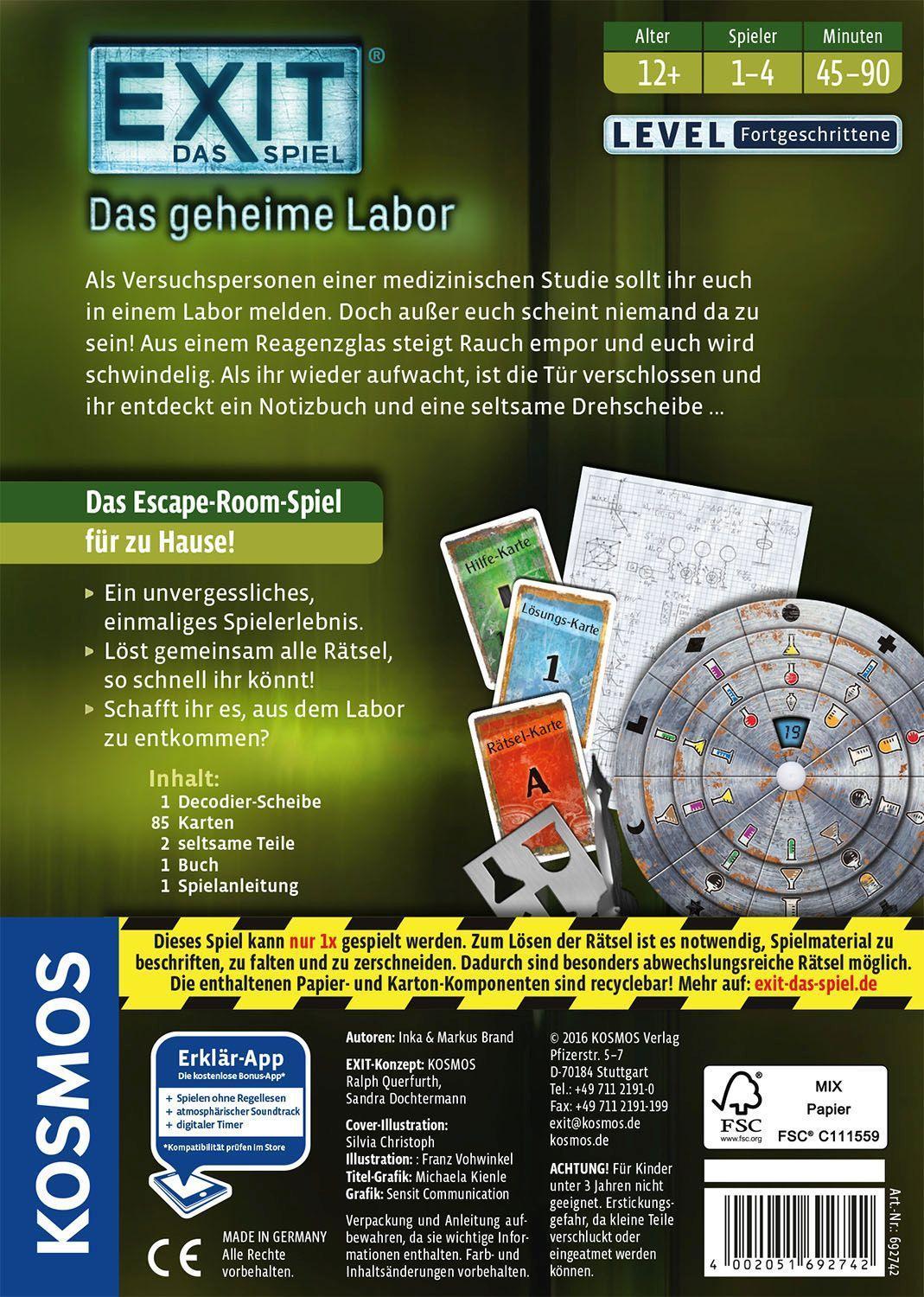 Gesellschaftsspiel – EXIT - Das geheime Labor