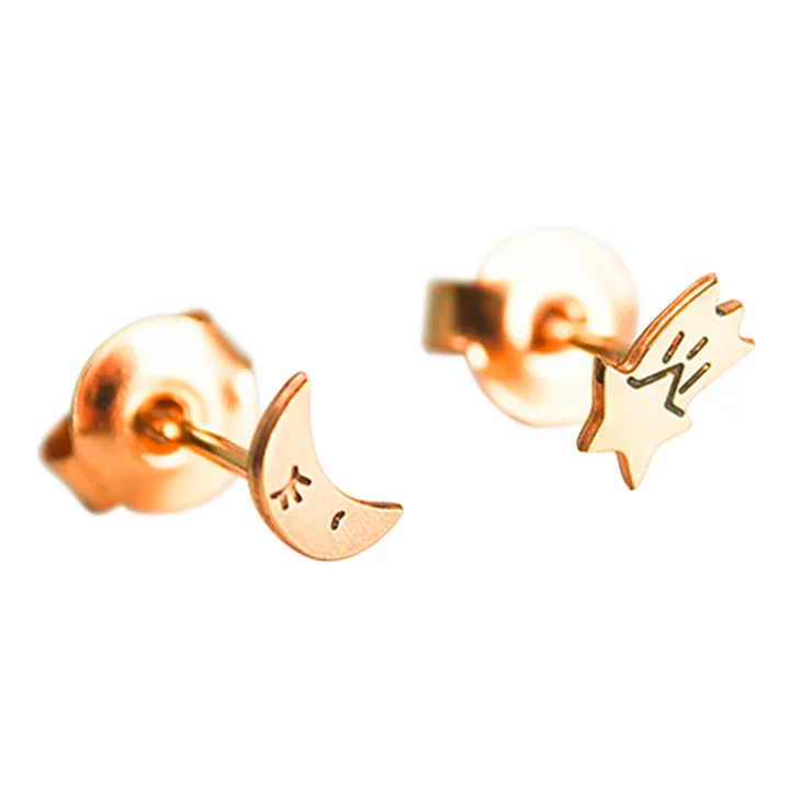 Adorabili Boucles d'oreilles Asymétriques Lune | Doré