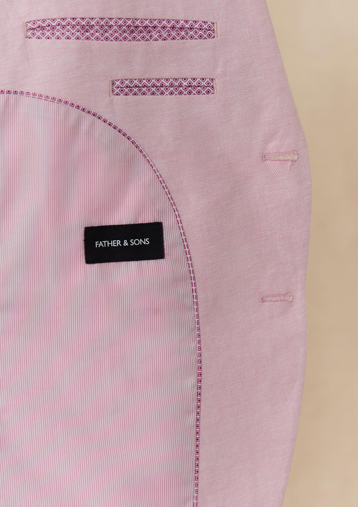 Veste coordonnable Slim en coton et lin unis rose