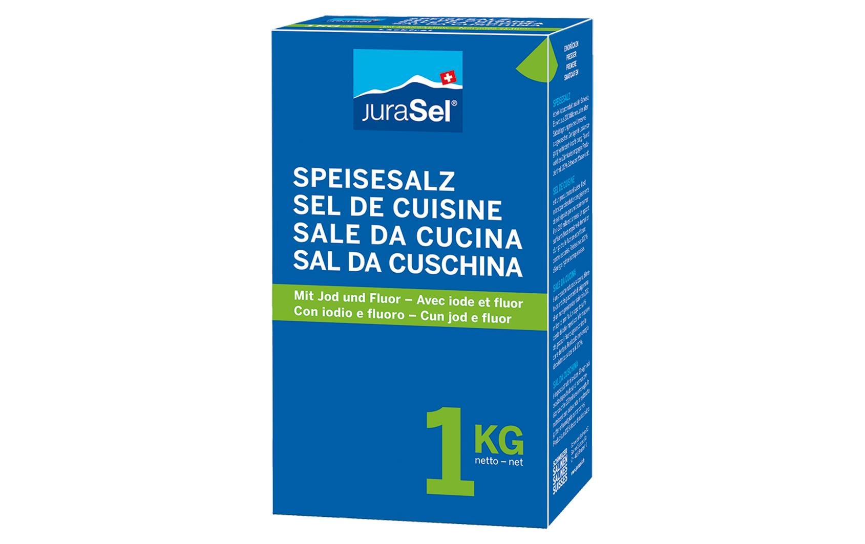 Speisesalz mit Jod und Fluor 1 kgHochwertiges Schweizer Speisesalz