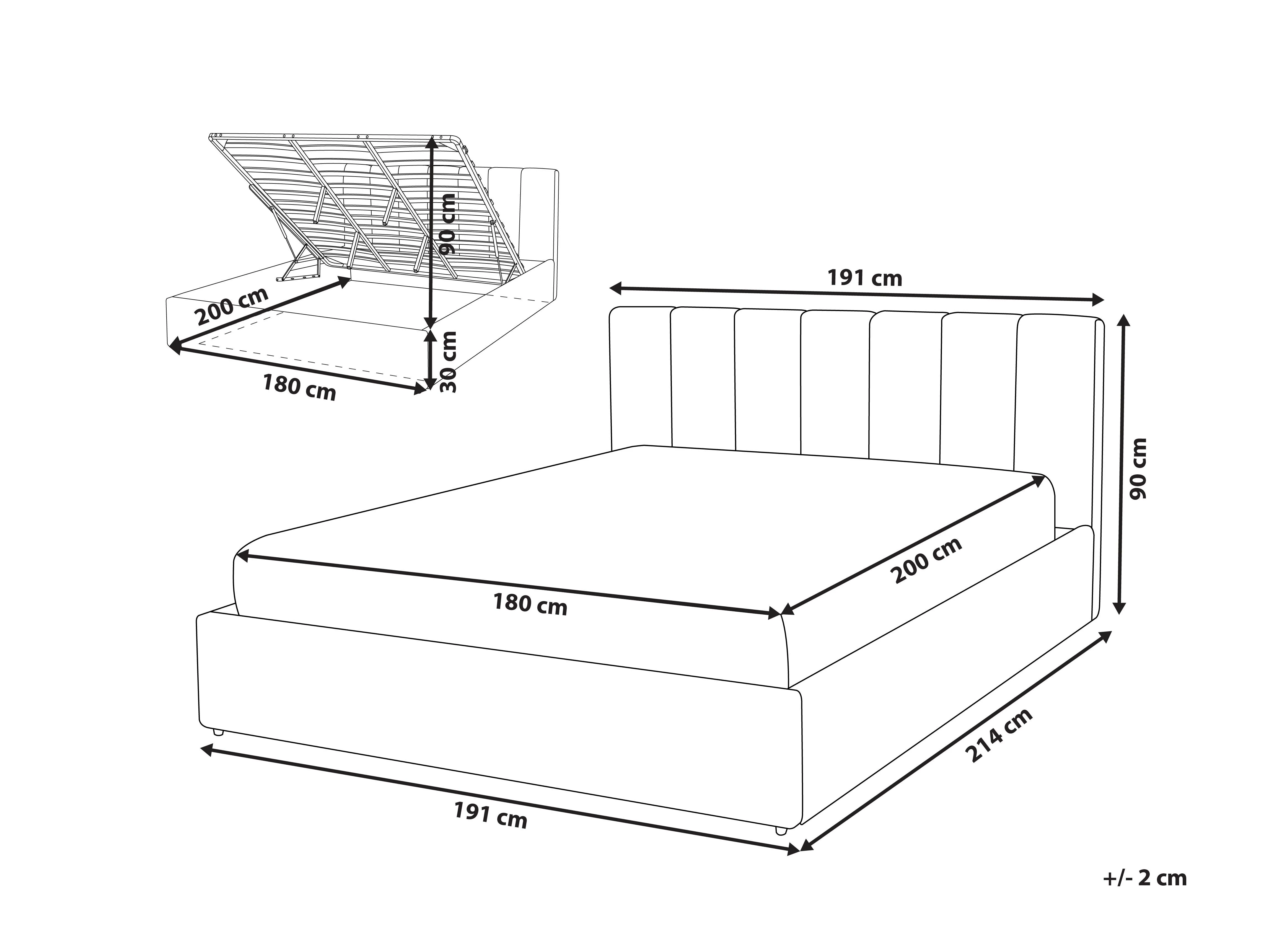 Bed met opbergruimte Stof DREUX 180 x 200 cm Beige