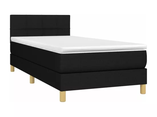 Sommier tapissier avec matelas et LED Noir 90x190 cm Tissu
