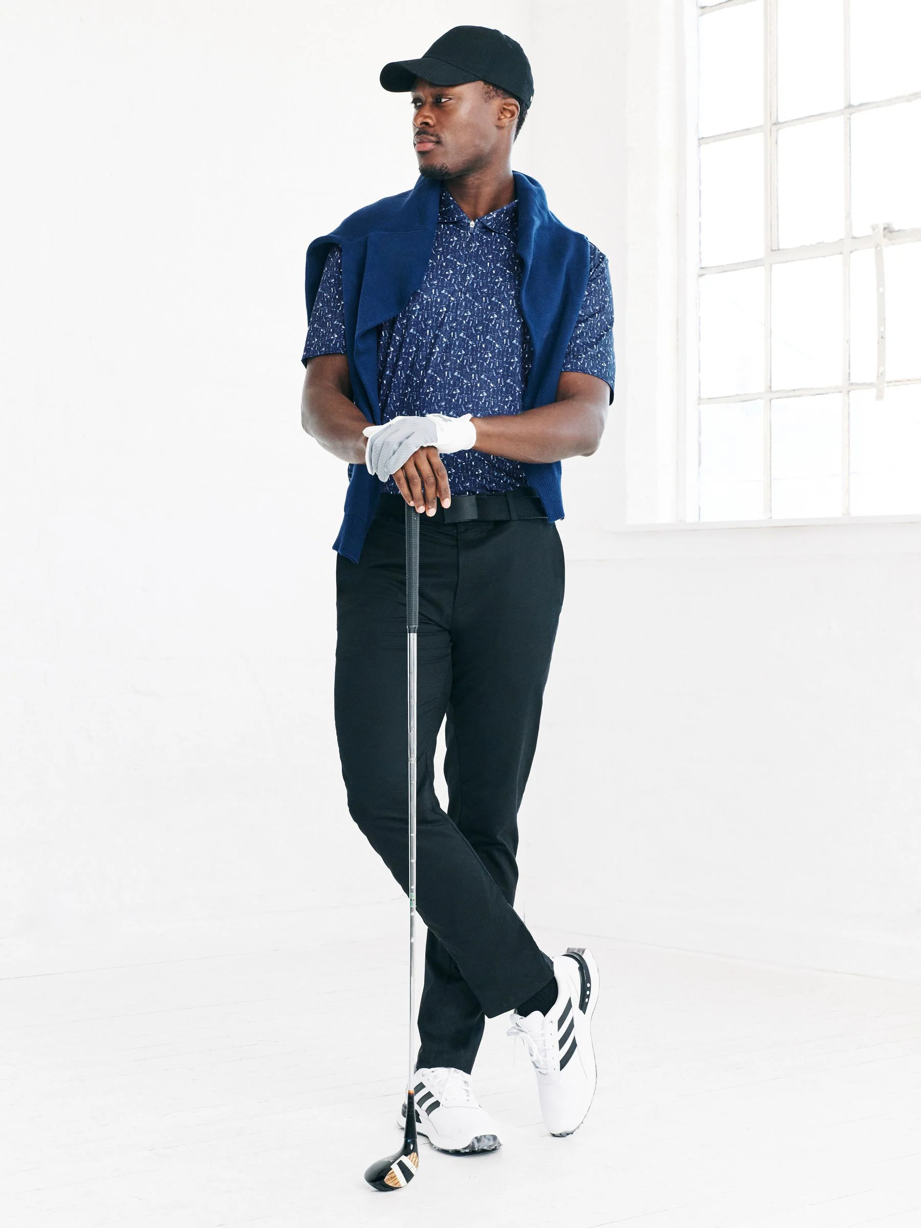 Donkerblauw - Active Geometric Print Golf Polo Shirt