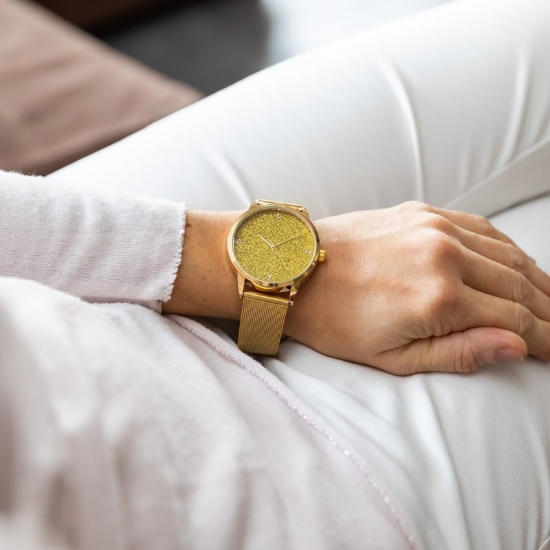 Coffret montre Femme GIORGIO bracelet Acier Doré