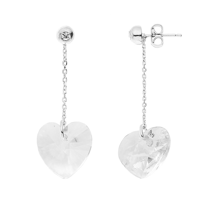 Boucles d'Oreilles - Coeur cristal - Argent 925