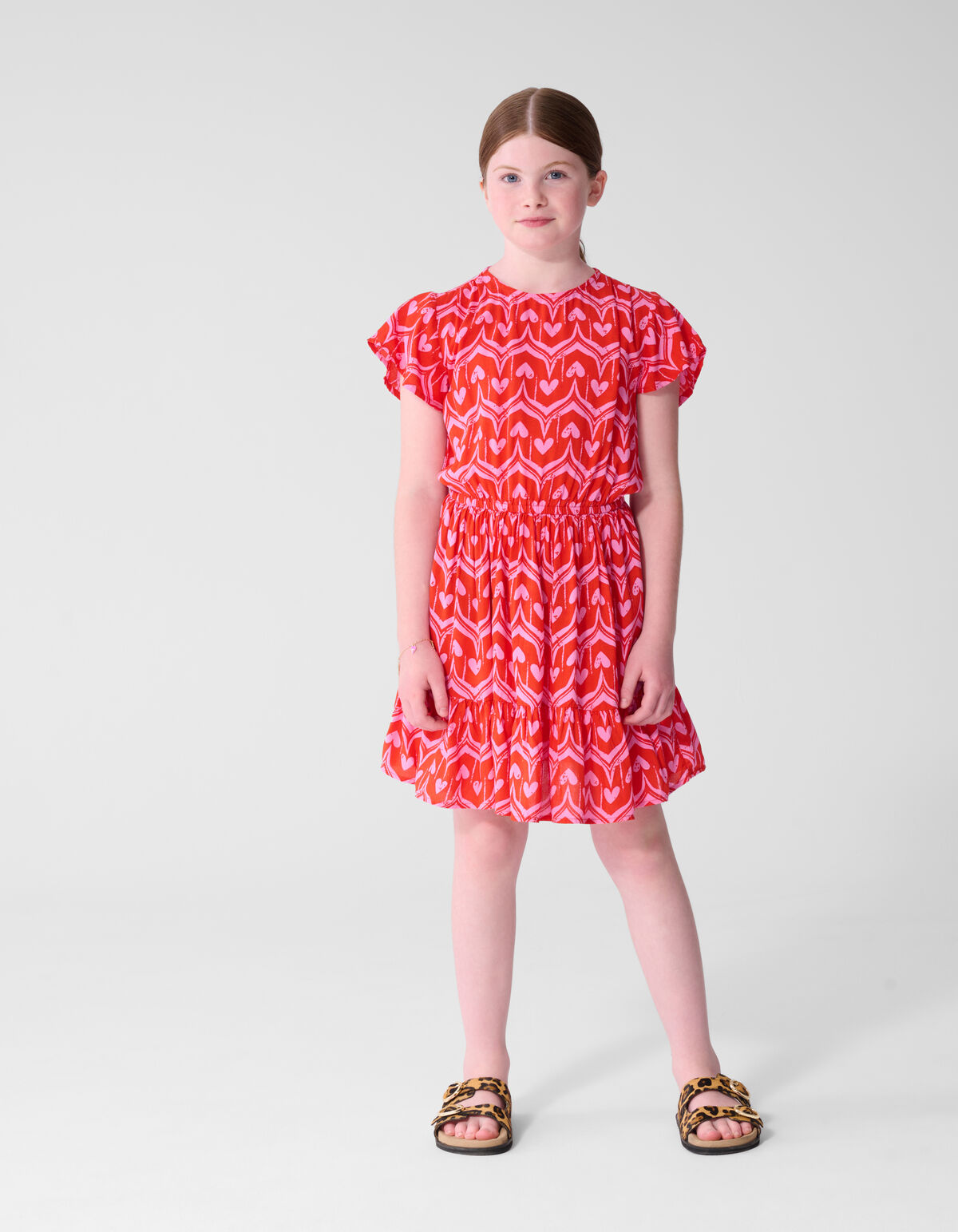 Heart Print Mini Jurk Roze