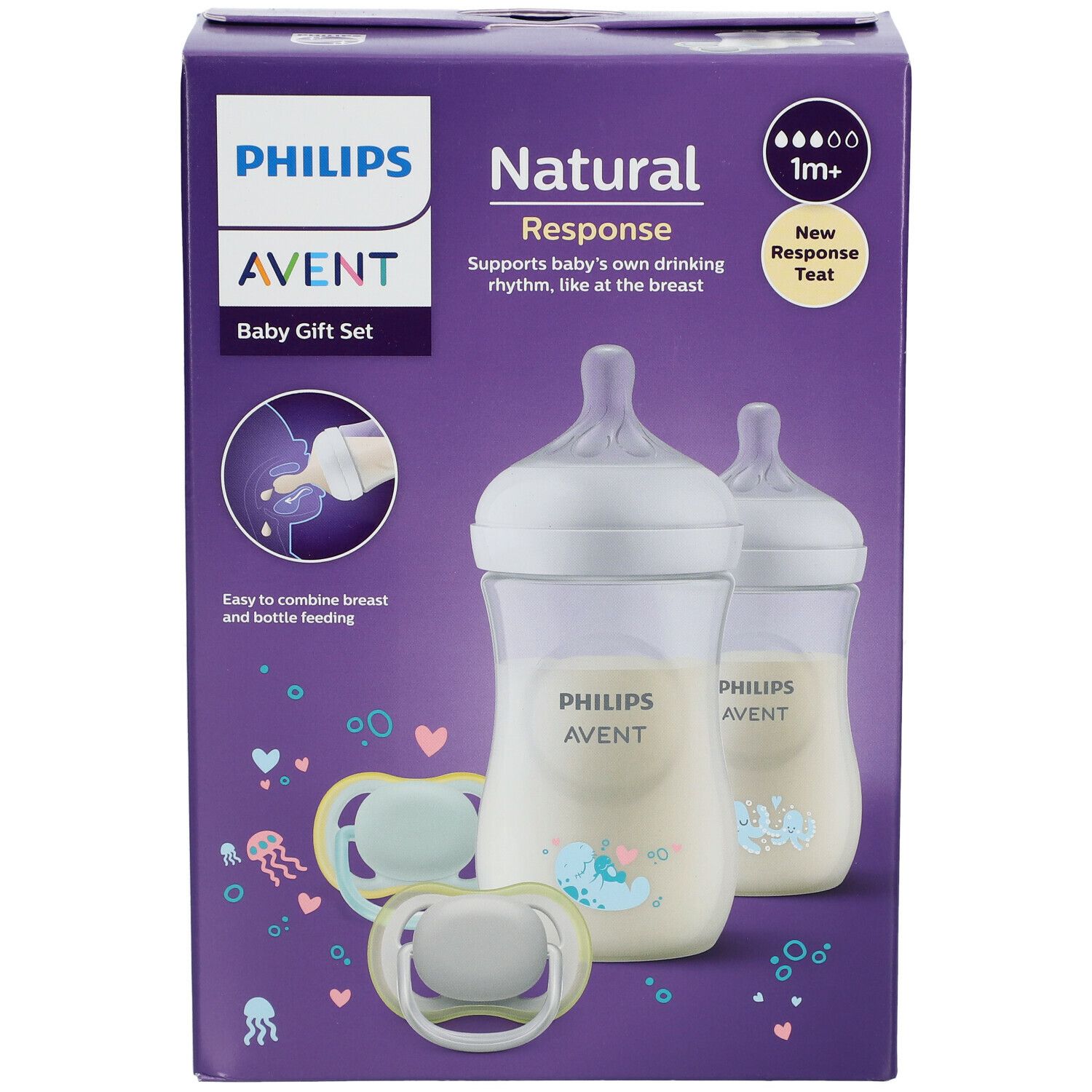 PHILIPS Avent Natural Response Geschenkset 2 Flaschen und 2 Sauger SCD837/11