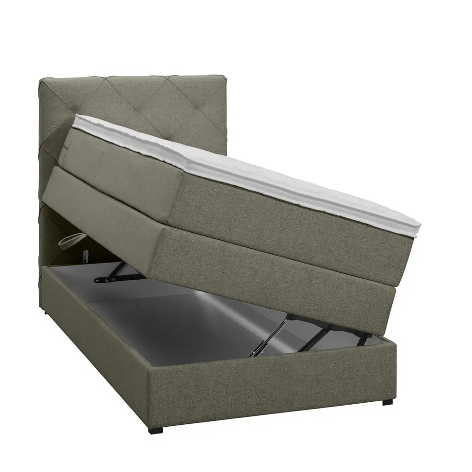 Boxspring met opbergruimte Liv geruit - groen - 90x200 cm