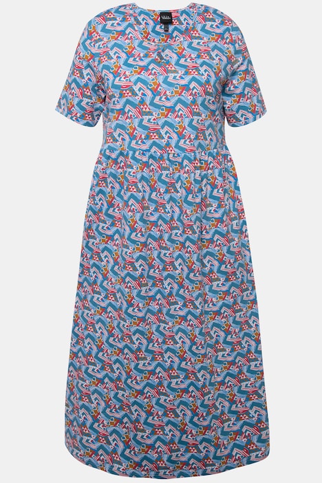 Jersey-Maxikleid, A-Linie, Rundhals, Halbarm, Taschen