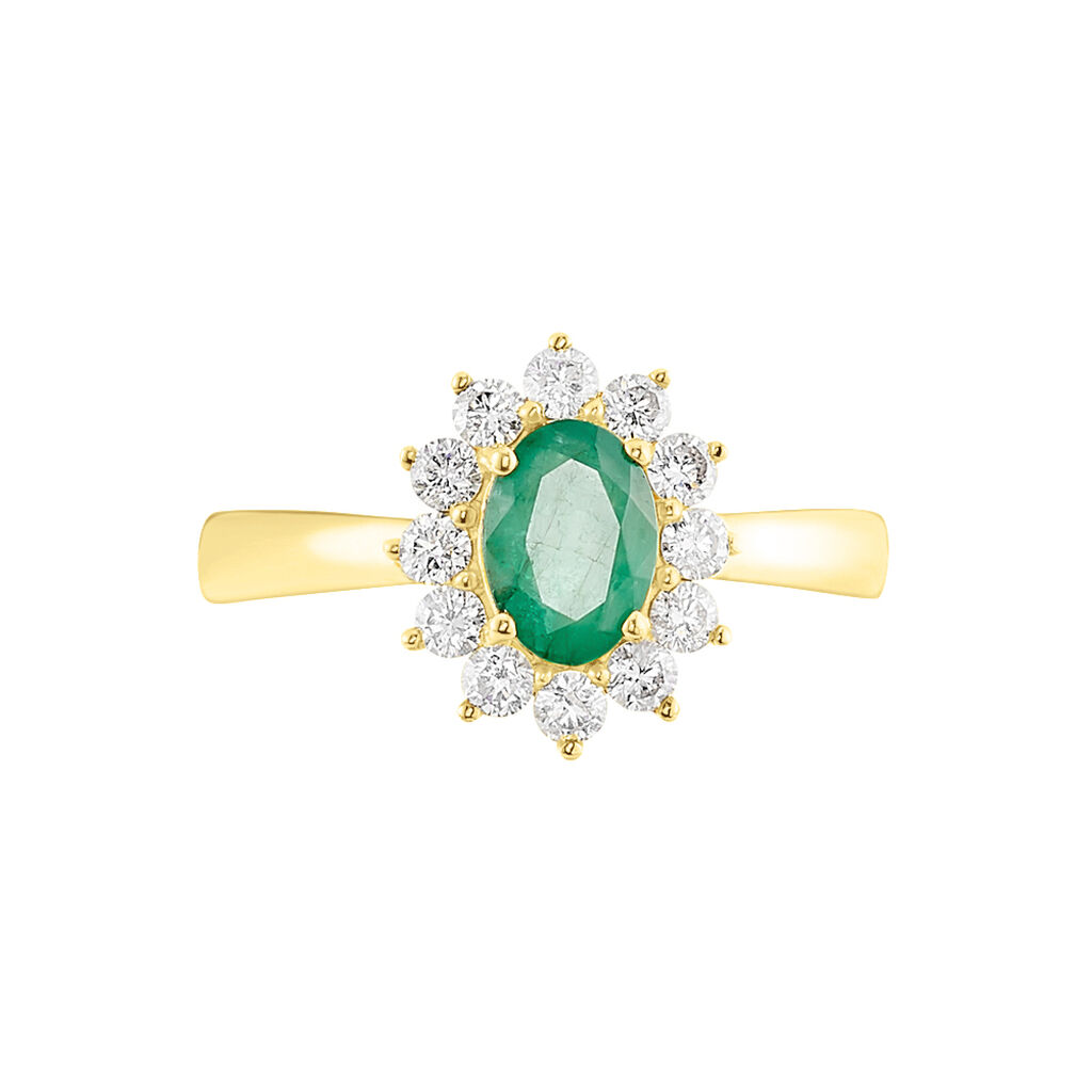 Bague Vladimir Or Jaune Emeraude Et Diamant