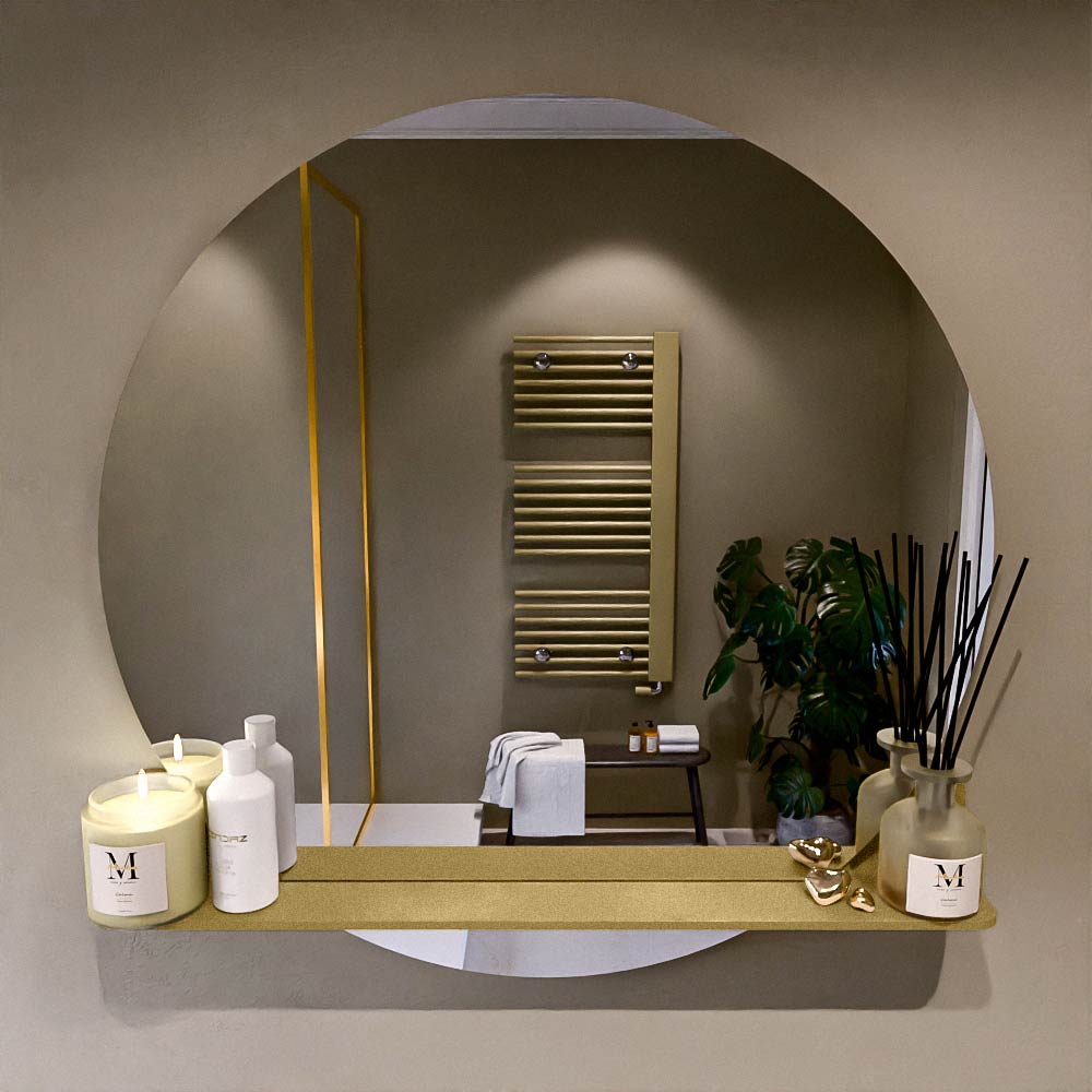 Mondiaz Spot spiegel rond Ø90cm met planchet plata