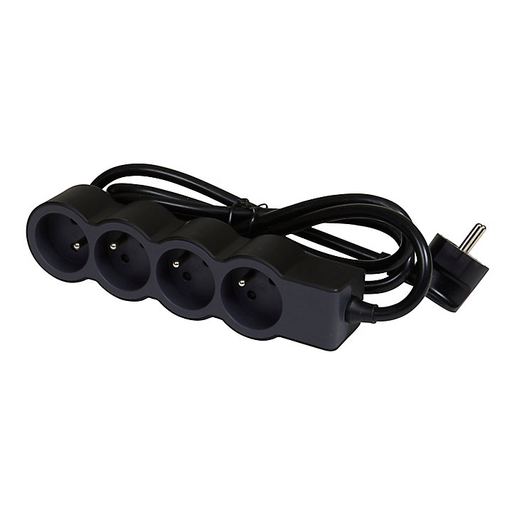 Multiprise 4 prises Legrand noir et gris 1.5 m