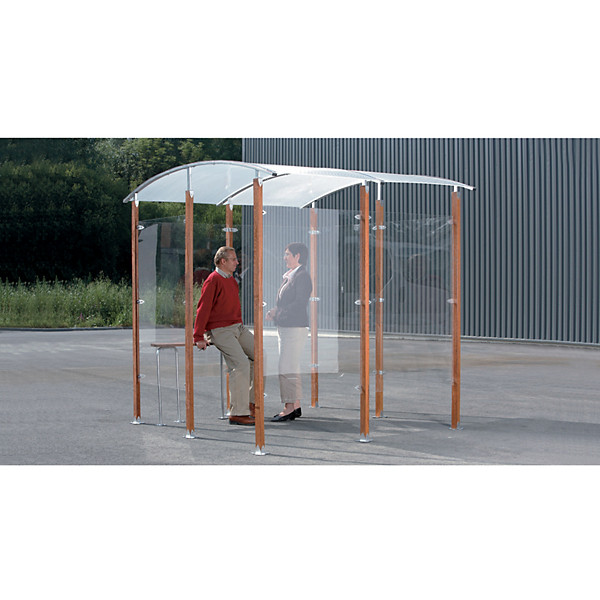 Abri fumeurs indépendant bois exotique 4 m²