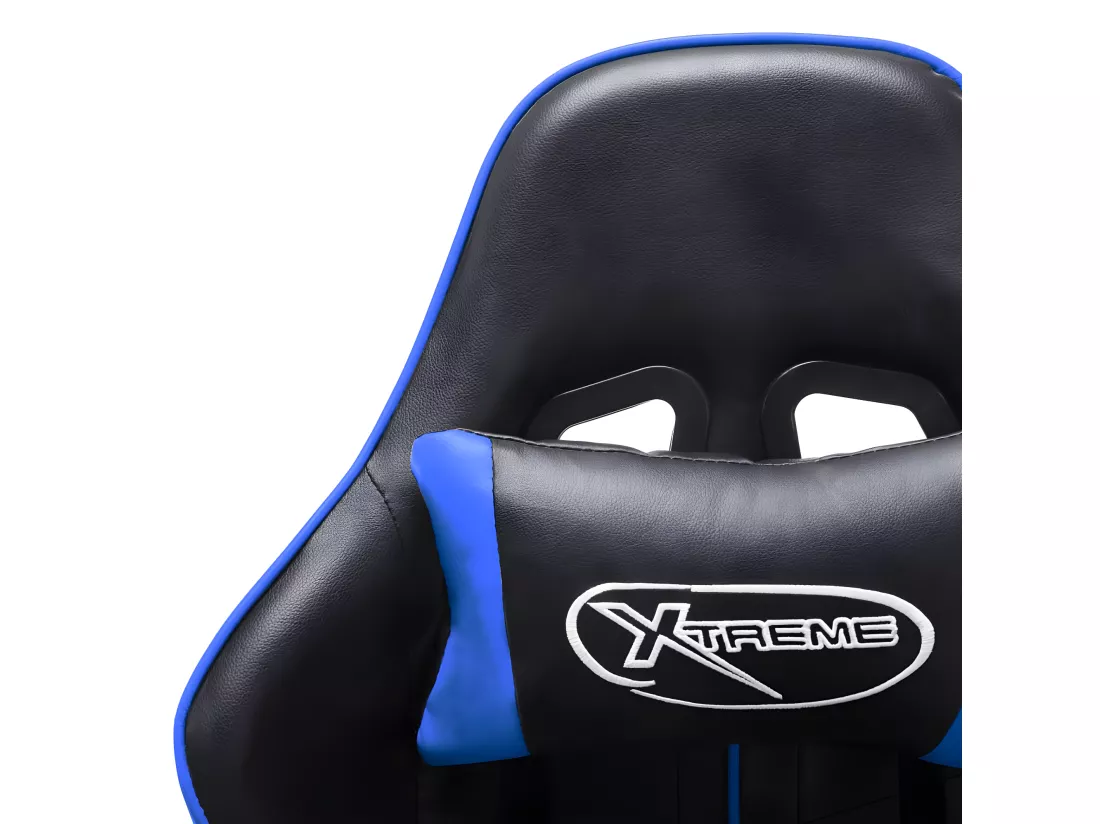 Chaise de jeu Noir et bleu Cuir artificiel