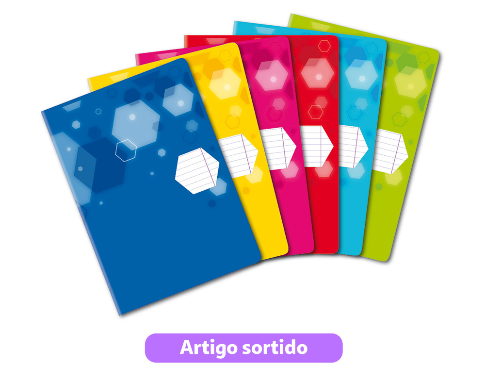 CADERNO AGRAFADO PAUTADO A4 AUCHAN 48 FOLHAS CORES SORTIDAS