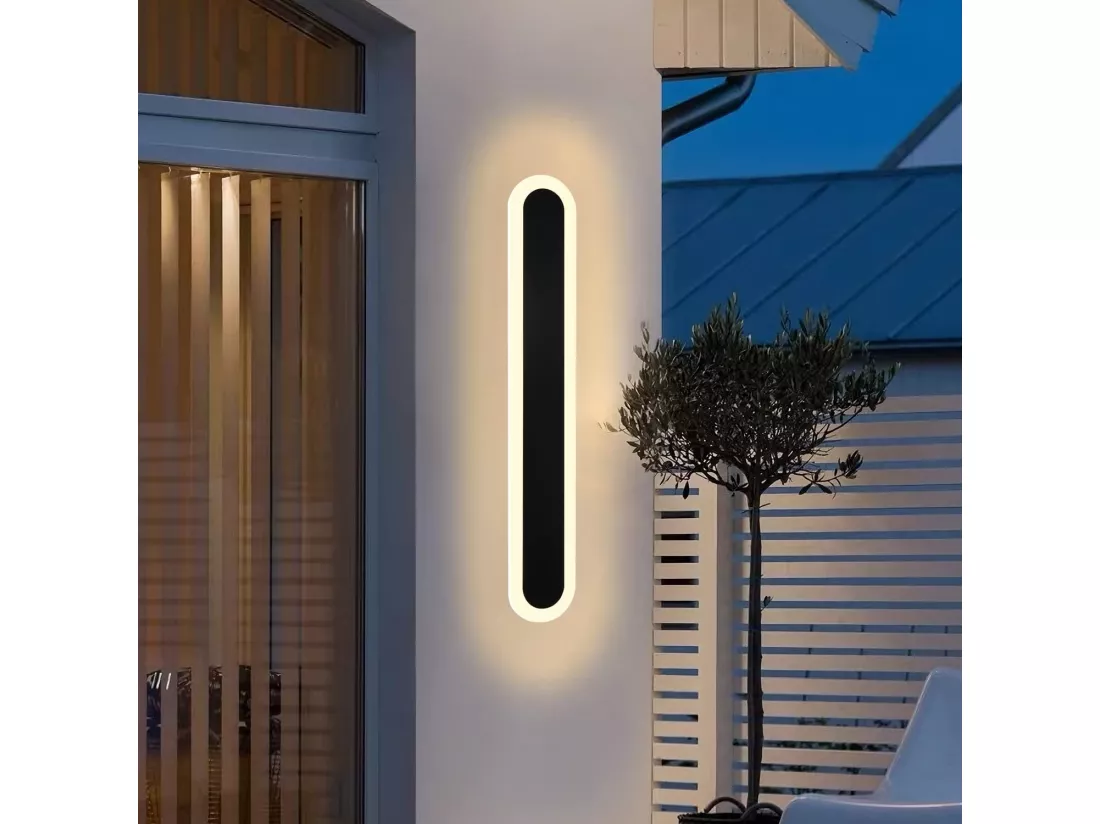 NETTLIFE applique murale LED extérieur 50 cm Villa noire longue lampe extérieure IP65 étanche moderne 10 W pour couloir salle de bain