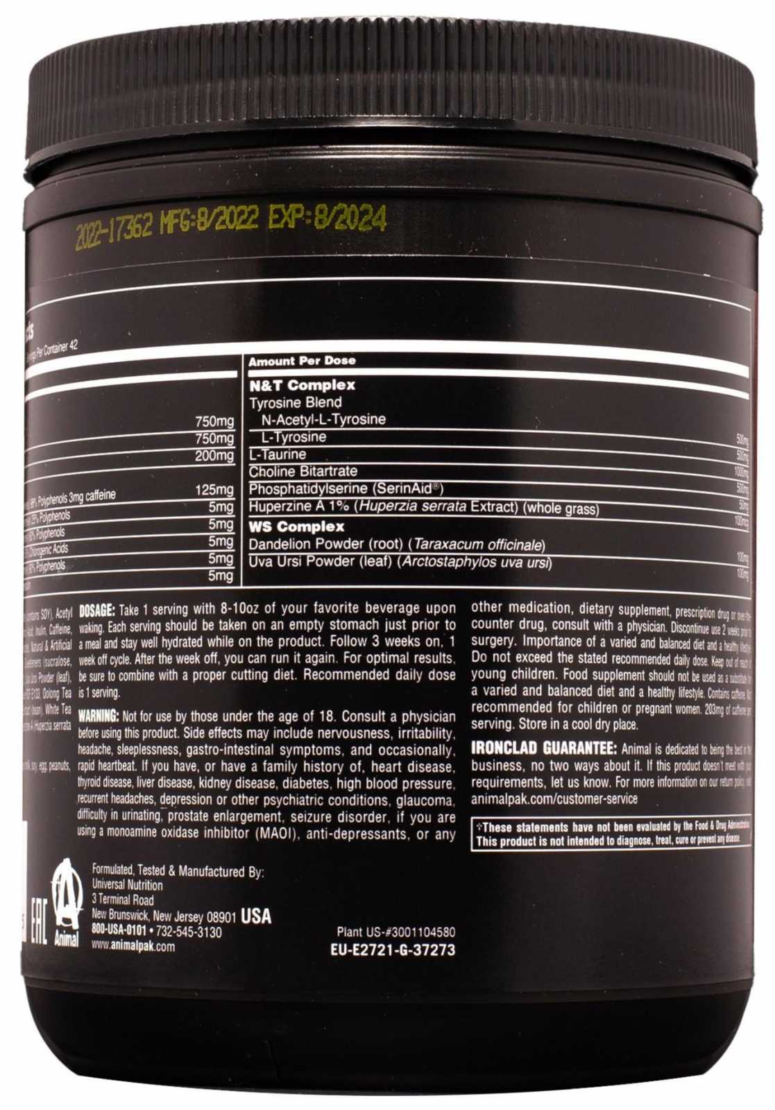 Universal Nutrition Cut Powder - 42 porções