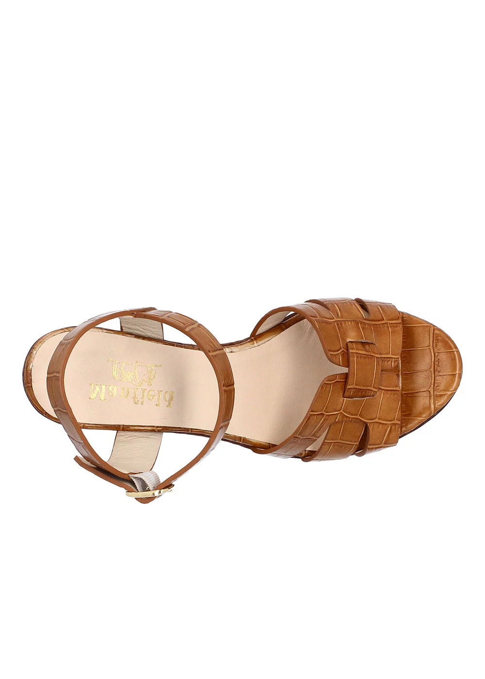 SANDALE TREVISE CROCO CAMEL