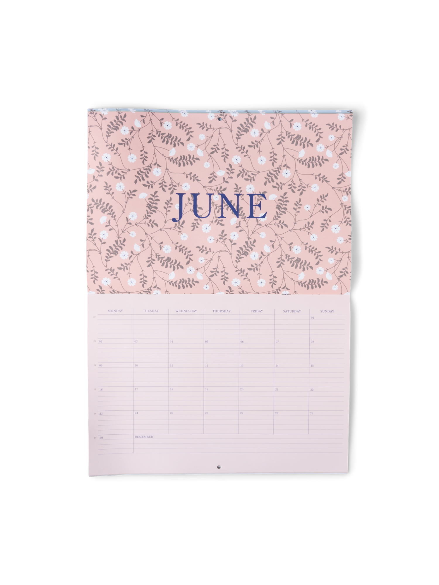 Vægkalender | Papir. 23 x 33 cm. 24 ark. | Ice Blue