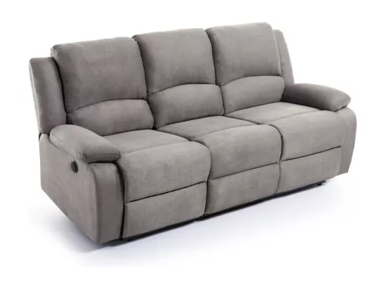 Ensemble canapé relax électrique Léo 3 places + fauteuil releveur en microfibre grise - Loungitude