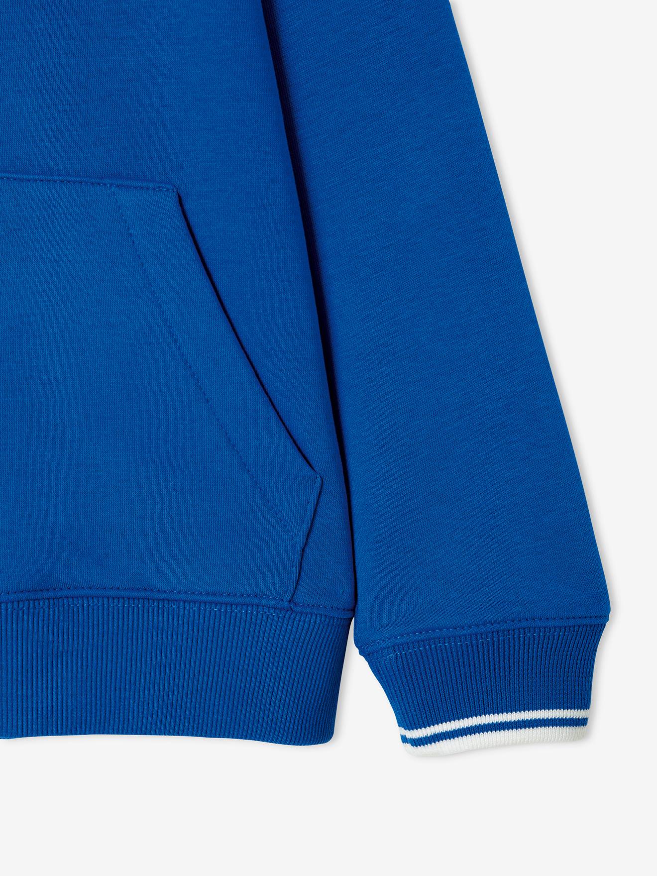 Moletom esportivo infantil Play Ground com zíper, azul escuro liso com estampas.