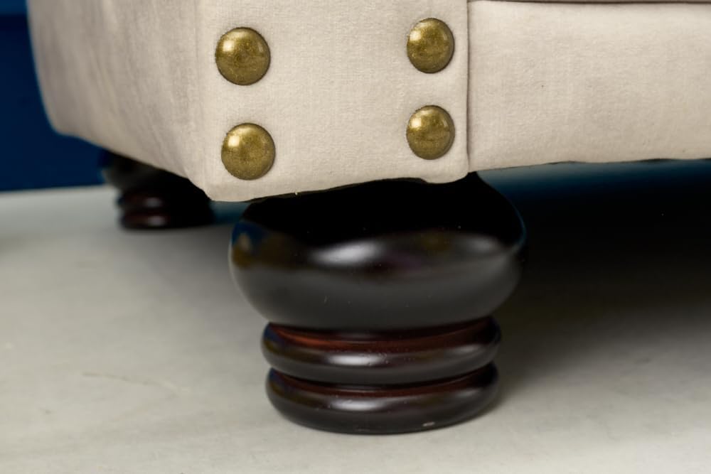 Riess Ambiente Chesterfield 3er Sofa 200cm Samt Champagner beige 3-Sitzer mit Knopfheftung und Federkern Couch Samtcouch Samtsofa Wohnzimmer gepolstert