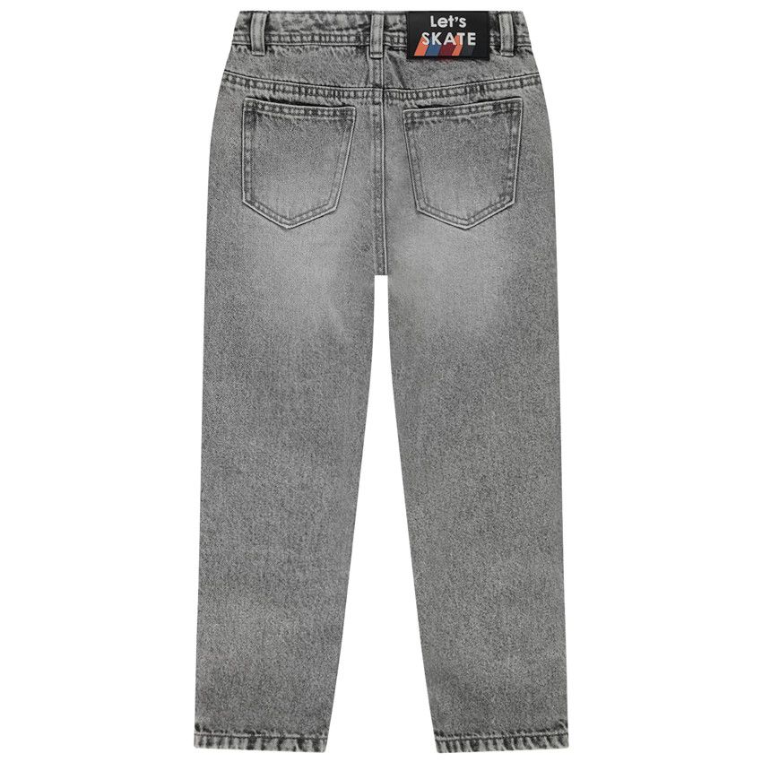 Jean large effet délavé à poches pour garçon - Gris chiné