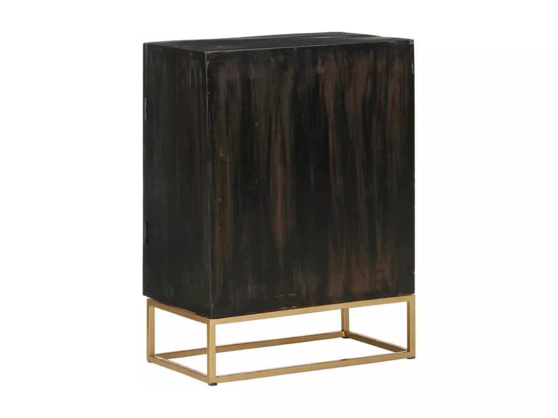 Buffet Noir 55x34x75 cm Bois massif de manguier et fer