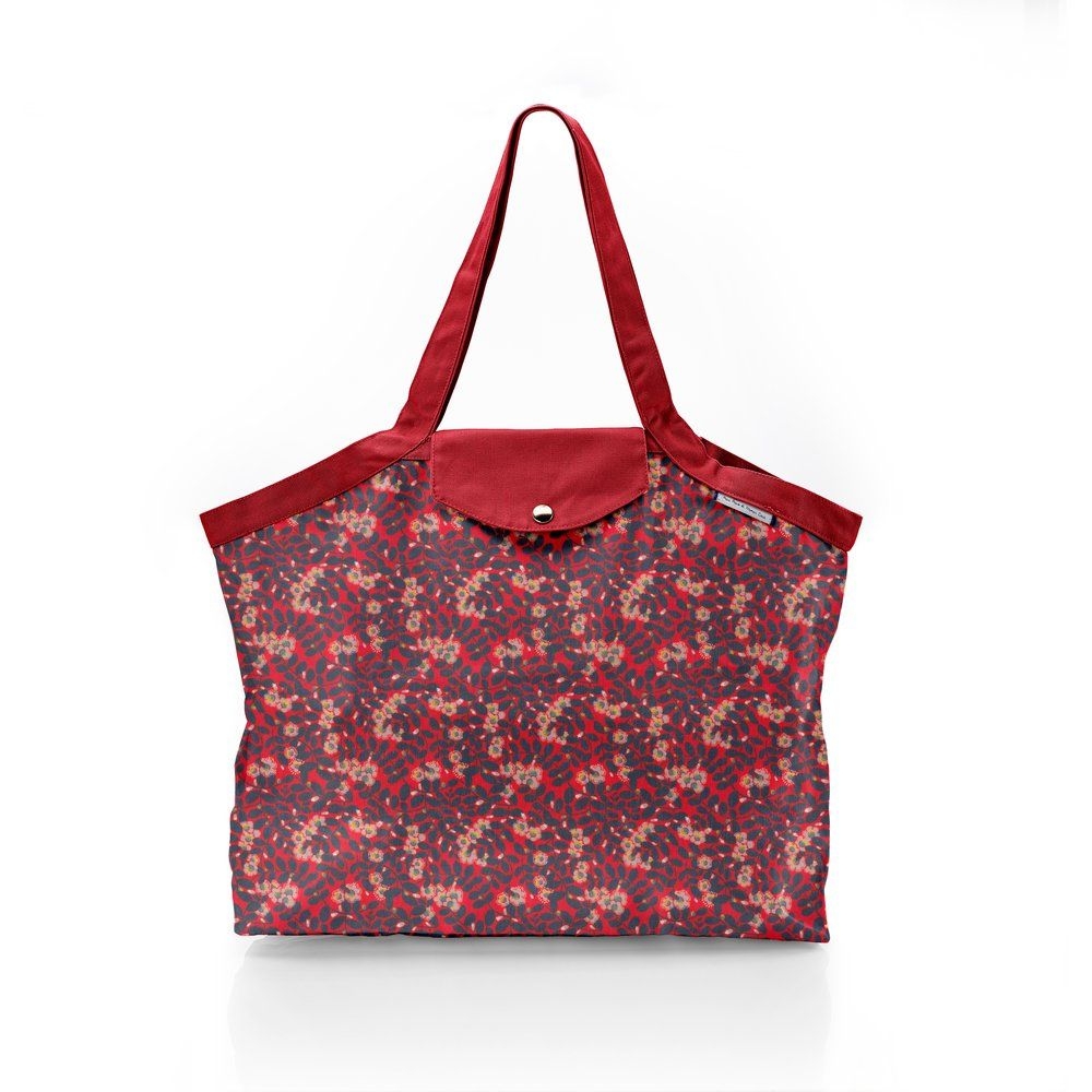 Sac Cabas Taille Moyenne Plissé Feuillage Vermillon