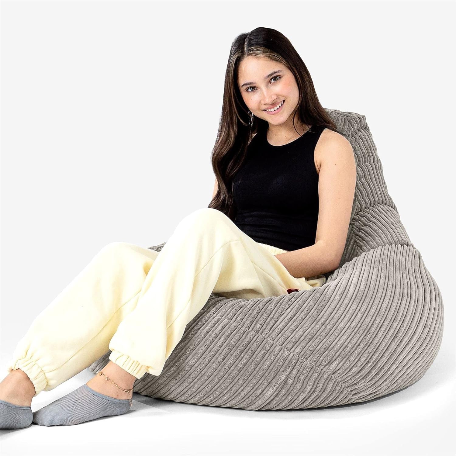 Lounge Pug, Gaming Sitzsack Sessel, Cord Nerzfarben